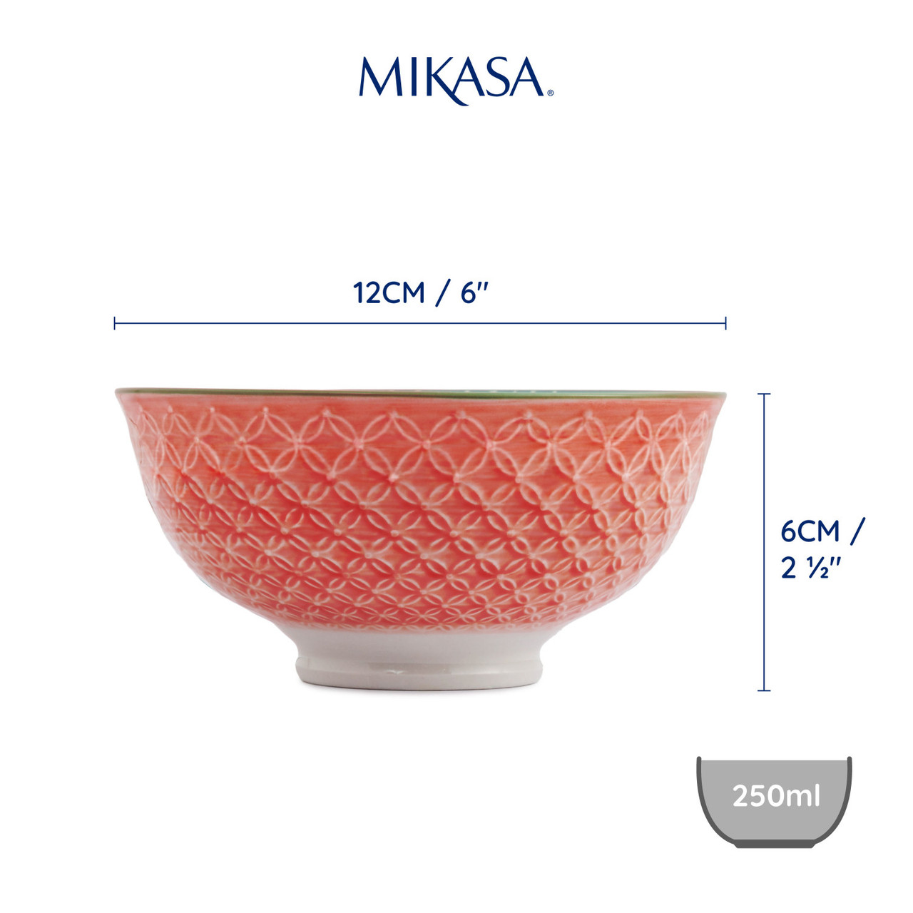 Miska Mikasa 12 cm korálovo-modrý květinový vzor, 250 ml, kamenina8